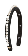 Lele Sadoughi Pearl Embellished Velvet Gigi Headband In Jet