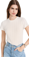 Re/done Pointelle Baby Tee In Vintage White
