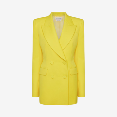 Alexander Mcqueen Double-breasted Jacket In Bright Yellow