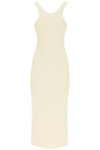 Totême Yellow Curved Compact Midi Dress In Beige