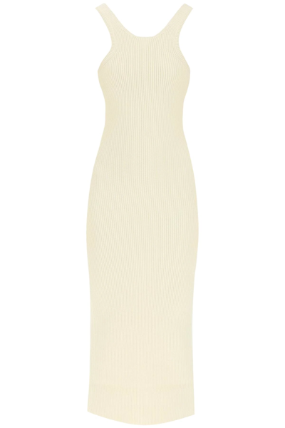 Totême Yellow Curved Compact Midi Dress In Beige