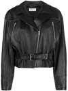 Saint Laurent Zippered Leather Jacket In Nero