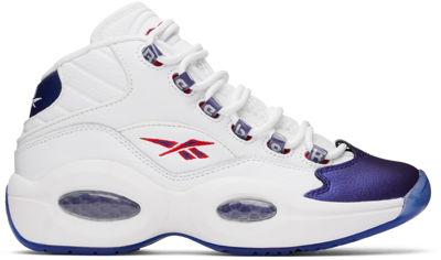 Reebok Unisex Question Mid Basketball Shoes In Ftwr White/classic Cobalt/clear