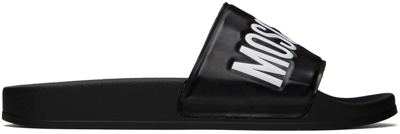 Moschino Black Logo Slides In 000 Nero