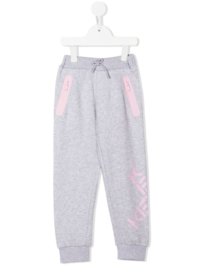Kenzo Kids' Logo-print Tracksuit Bottoms In Grey