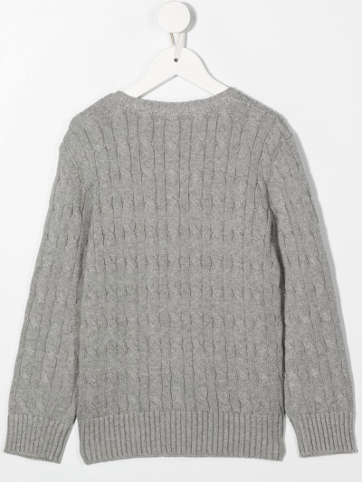 Polo Ralph Lauren Kids' Cable-knit Crew-neck Jumper In Grey