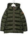 Save The Duck Logo-patch Hooded Puffer Jacket In Green