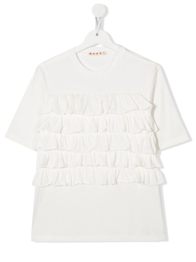 Marni Teen Ruched Short-sleeved Top In White