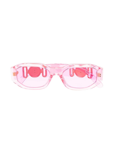 Versace Kids' Medusa-head Rectangle-frame Sunglasses In Pink