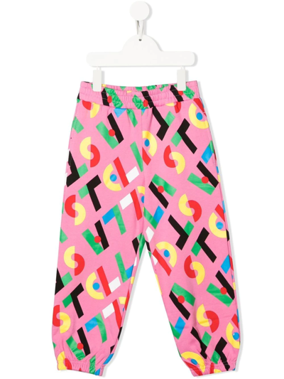 Stella Mccartney Kids' Logo-print Cotton Track Trousers In Pink