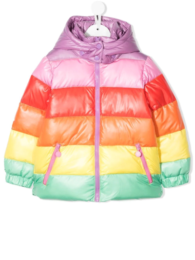Stella Mccartney Baby Multicolor Rainbow Striped Puffer Jacket In Multicolour