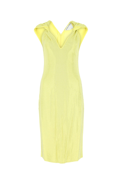 Bottega Veneta Embellished Stretch Viscose Blend Dress In Yellow