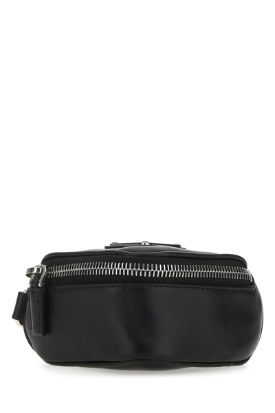 Prada Black Leather Pouch Black  Uomo Tu