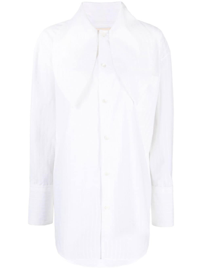 Marni Oversized Collar Pinstriped Shirt In White