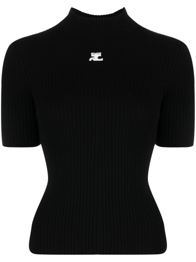 COURRÈGES REEDITION SHORT SLEEVES RIBBED KNITTED SWEATER