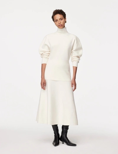 Another Tomorrow Merino Wool Knit Turtleneck In Off White