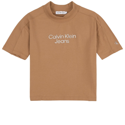 Calvin Klein Jeans Est.1978 Kids' Branded T-shirt Timeless Camel In Brown