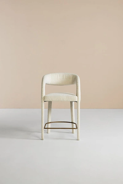 Anthropologie Boucle Hagen Counter Stool In White