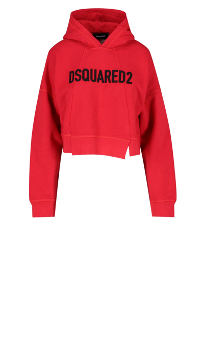 Dsquared2 Red Logo-embroidery Hoodie
