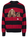Palm Angels Navy & Red Wool Sweater In Navy Blue