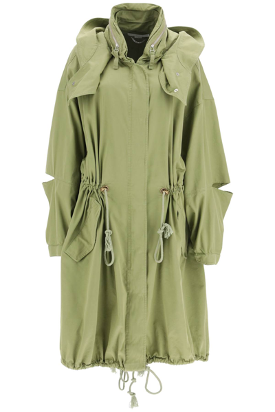 Stella Mccartney Green Hooded Cotton-blend Coat