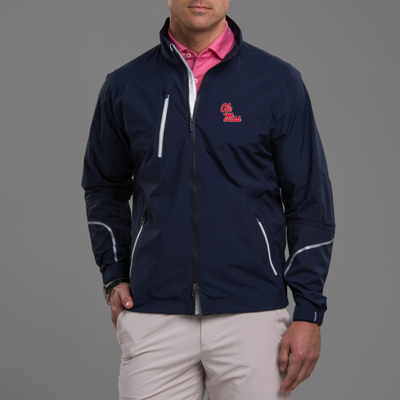 Zero Restriction Ole Miss | Power Torque Full Zip | Collegiate In Navy/metallic Silver