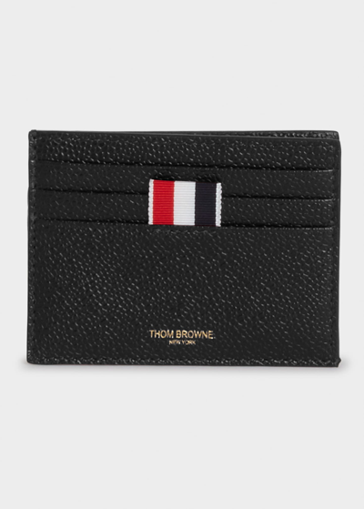 Thom Browne Men's Double-sided Leather Card Holder In Blue