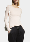 MAJESTIC SOFT TOUCH FLAT-EDGE LONG-SLEEVE CREWNECK TOP
