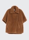 Max Mara Camel-coloured Cape In Teddy Fabric In Camel
