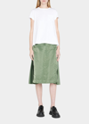 Sacai Taffeta Zip-pleated Midi Skirt In Khaki