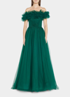 Jenny Packham Wonder Glitter Tulle Gown In Dark Forest 987