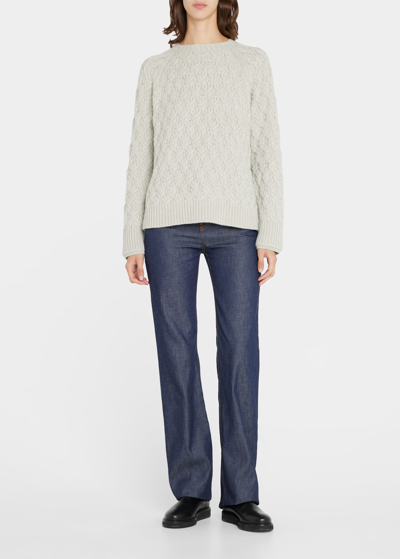 Loro Piana Penhill Cable Cashmere Sweater In Platinum Melange