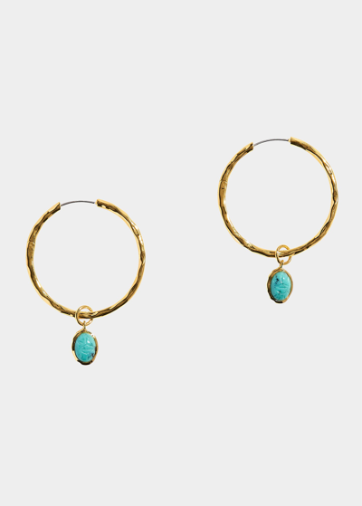 Pamela Love Theodora Hoop Earrings In Goldturquoise