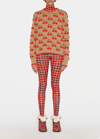 La Doublej Cherry Intarsia-knit Jumper In Camel / Red