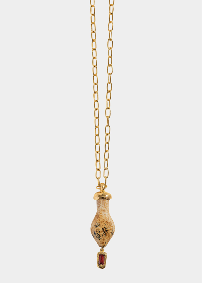 Pamela Love Stone Serpentine Pendant Necklace In Gold