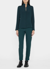 Akris Conical-leg Crepe Pants In Gallus Green