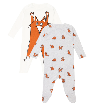 Stella Mccartney Multicolor Set For Baby Boy With Foxes In Grigio/multicolor