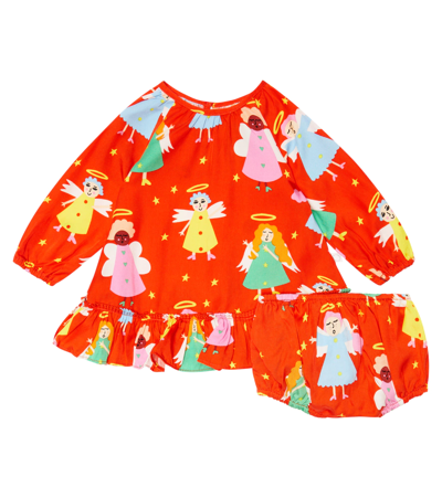 Stella Mccartney Baby Printed Dress And Bloomers Set In Rosso/multicolor