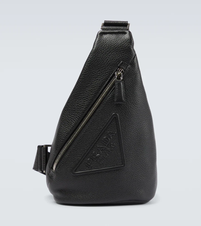Prada Leather Crossbody Bag In Nero