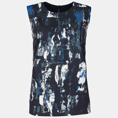 Pre-owned Mcq By Alexander Mcqueen Black Printed Crepe Sleeveless Top S