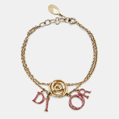 Pre-owned Dior Enamel Gold Tone Bracelet