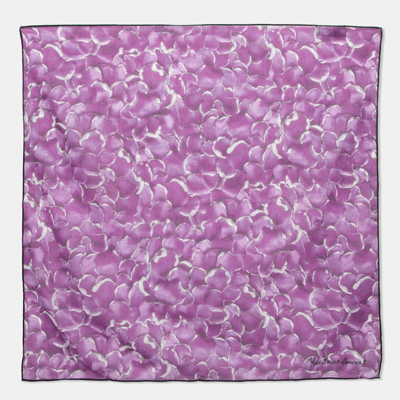 Pre-owned Saint Laurent Rive Gauche Purple Flower Print Cotton Scarf