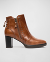 Nerogiardini Corset Leather Dual-zip Platform Booties In Cognac