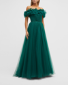 Jenny Packham Wonder Glitter Tulle Gown In Dark Forest 987