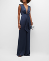 RAMY BROOK HEATHER SATIN PLUNGING V-NECK JUMPSUIT