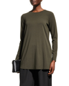 Eileen Fisher Side-slit Crewneck Jersey Tunic In Noctn