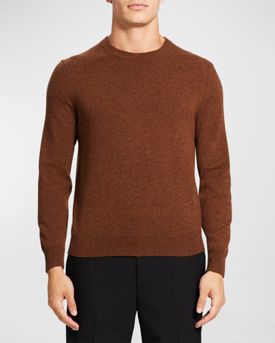 Theory Men's Hilles Crewneck Cashmere Sweater In Chestnut Melange