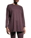 Eileen Fisher Drop-shoulder Crewneck Terry Tunic In Cassis