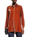 Eileen Fisher Missy Velvet Button-front Shirt In Spice