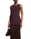 Eileen Fisher Crepe Scoop-neck Side-slit Tunic In Cassis